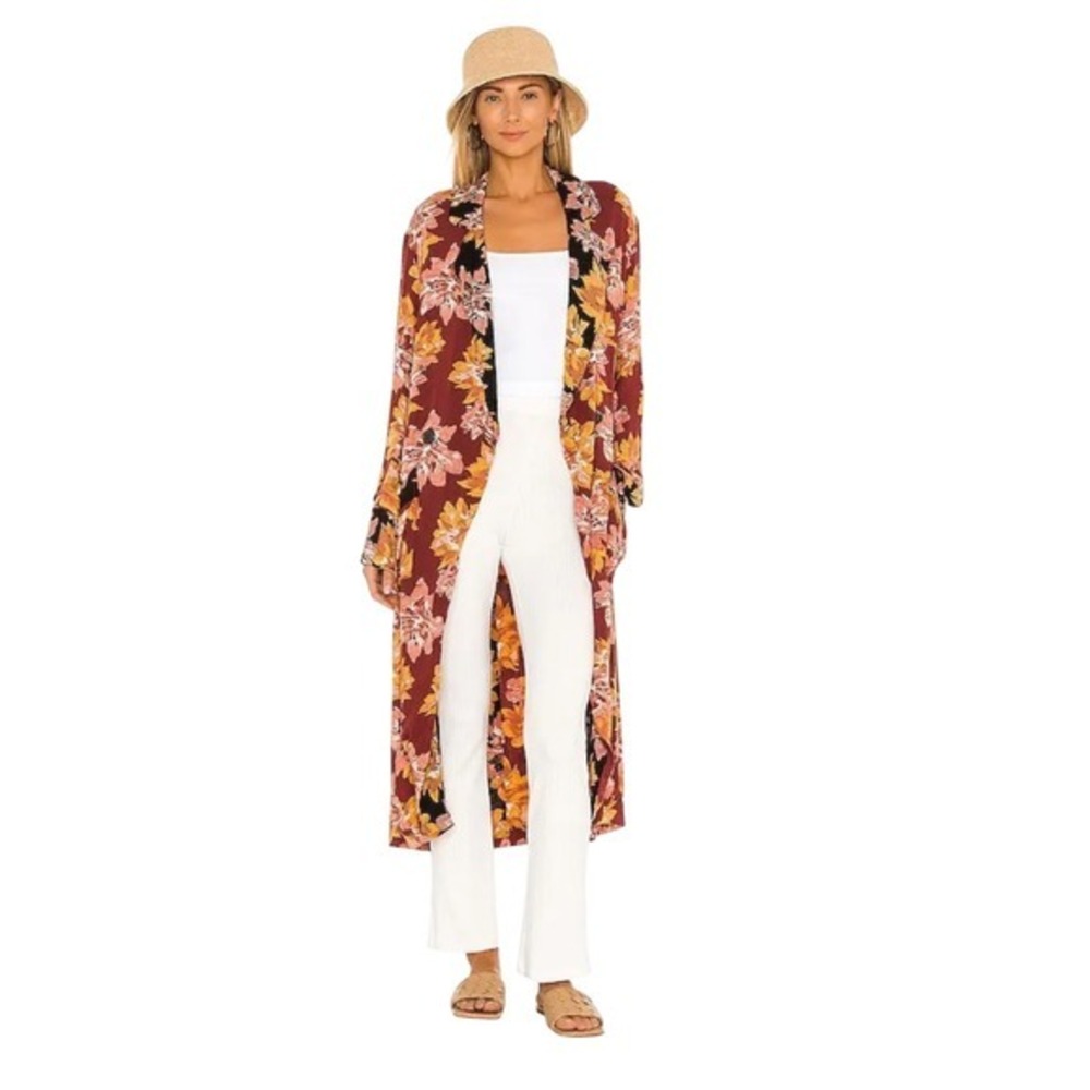 Free People Kimono‎ Duster Blazer Shacket Large Floral Niya Boho Patchwork